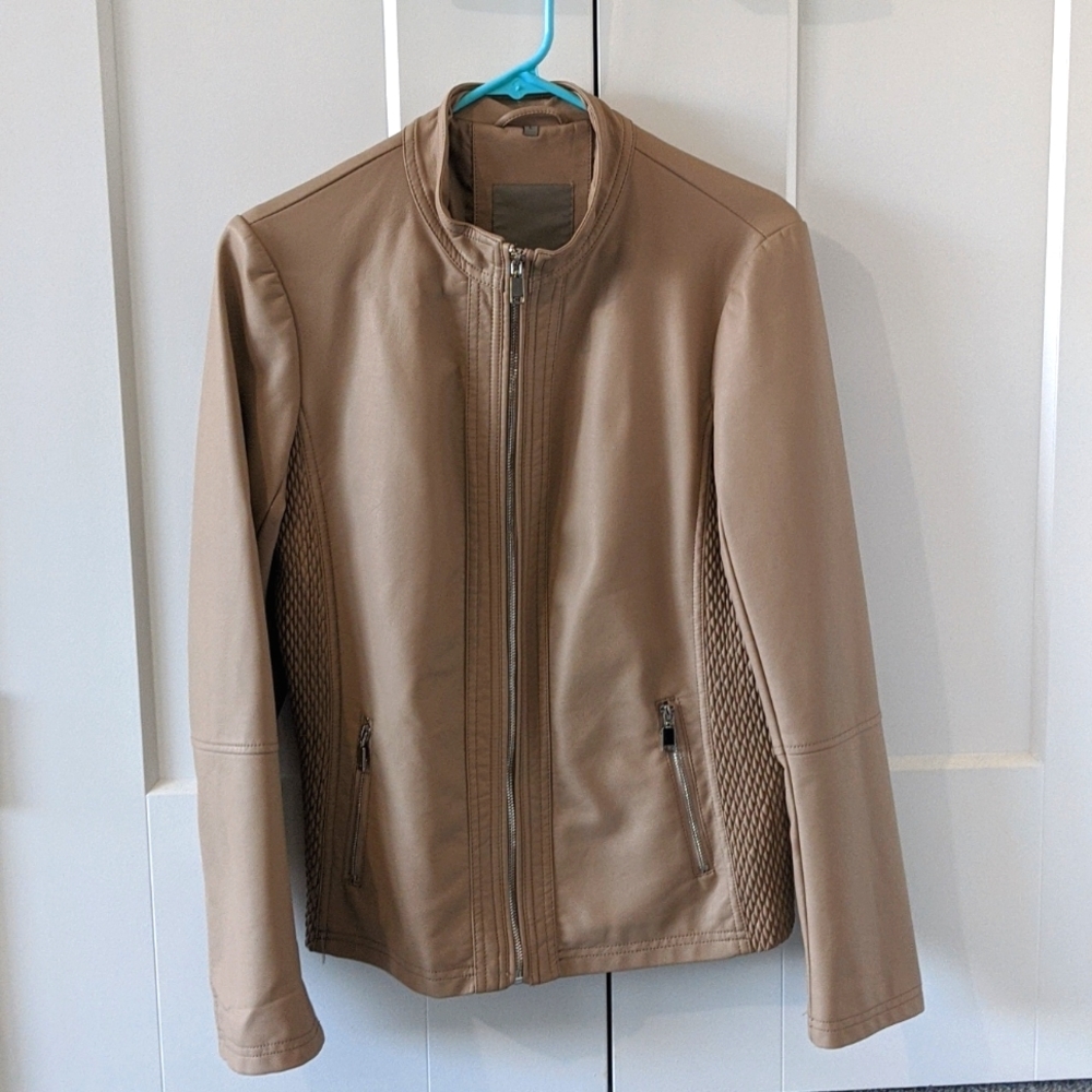 Faux leather tan short jacket